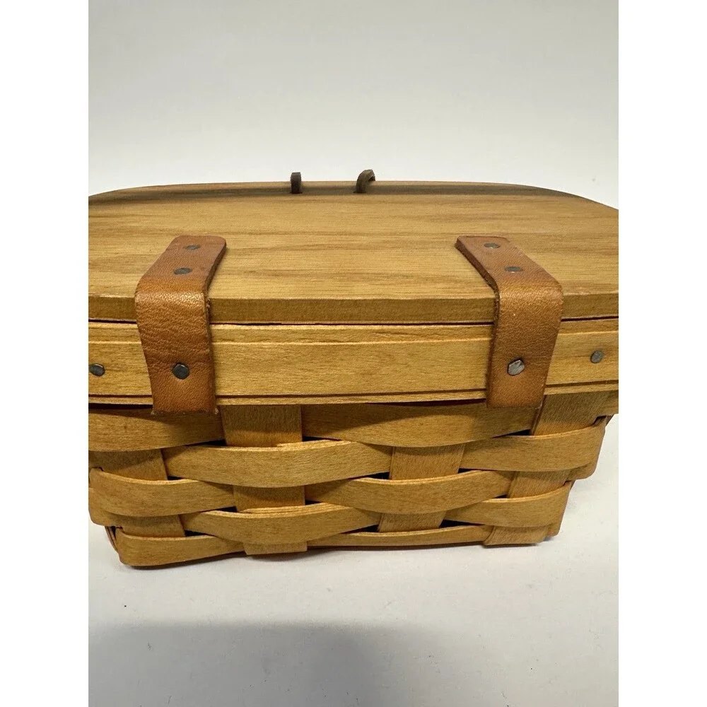 Longaberger Y2K Small Purse Basket Mini Picnic Basket Boho Style Kiddie Signed